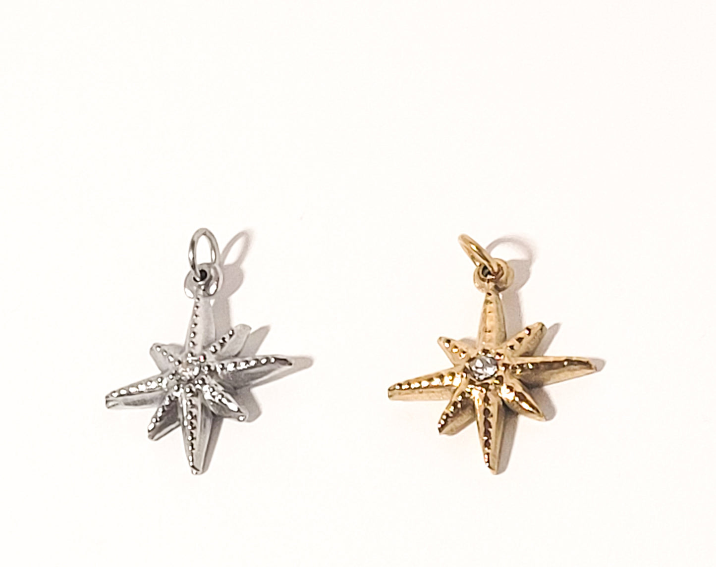 Compass Star Charm, Pendant with cubic zirconia stone
