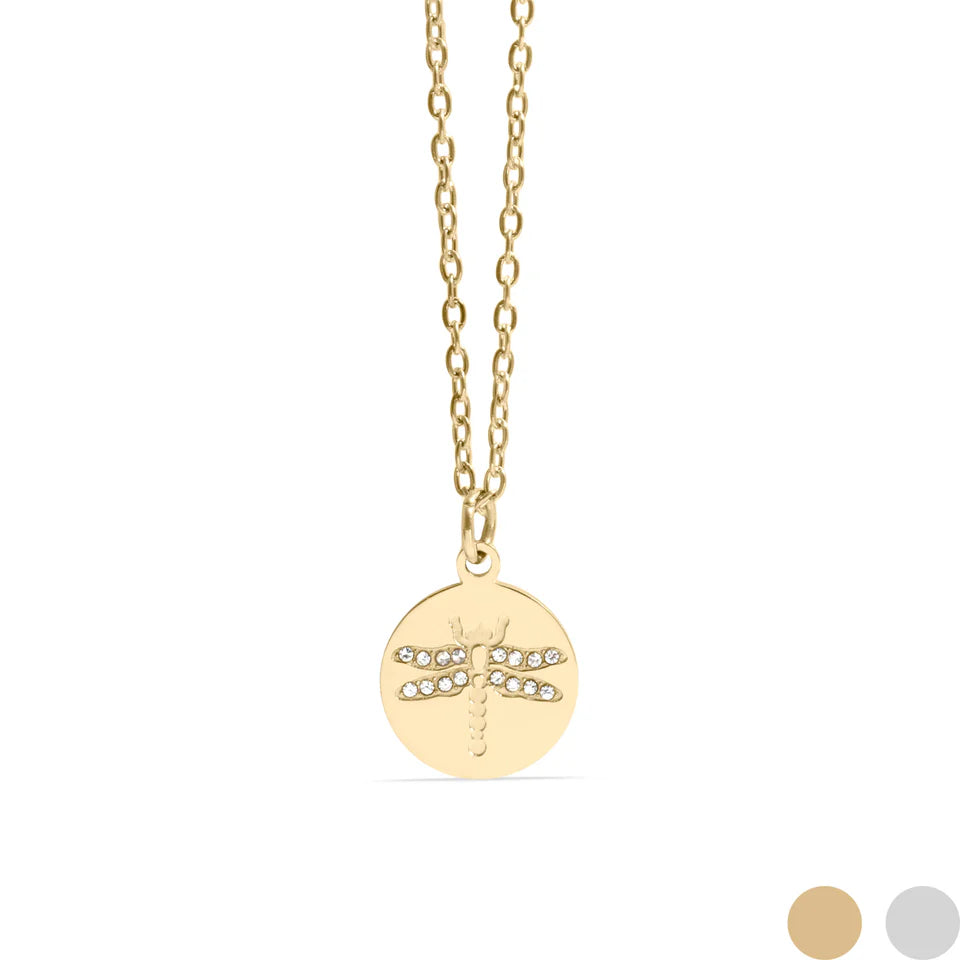 Dragonfly Pendant Necklace with cubic zirconia stone