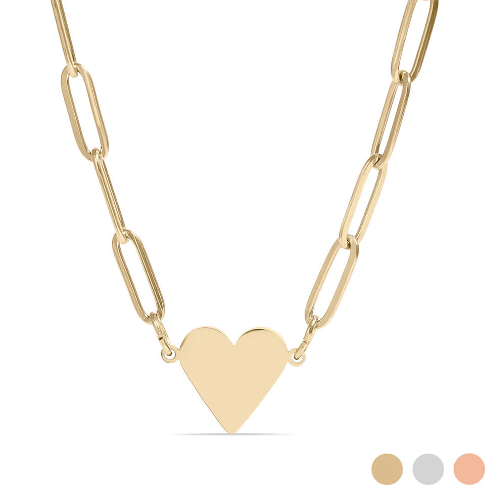 Heart pendant Paperclip Necklace- Gift for Pregnancy & Infant Loss; Mom, Siblings, Grandparents, God Parents, Bestie