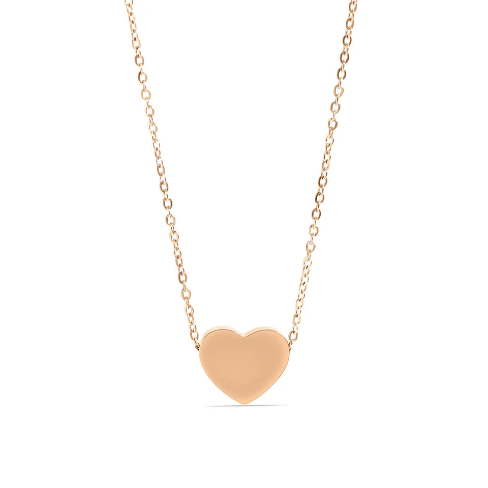 Forever in My Heart, Dainty Single Heart Necklace- 18K Gold PVD Stainless Steel