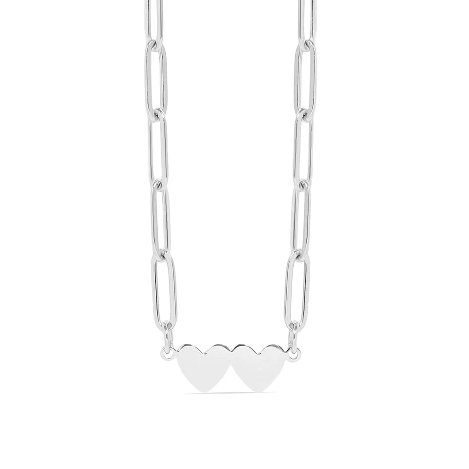 2 Heart Paperclip Necklace- 18K Gold PVD Stainless Steel