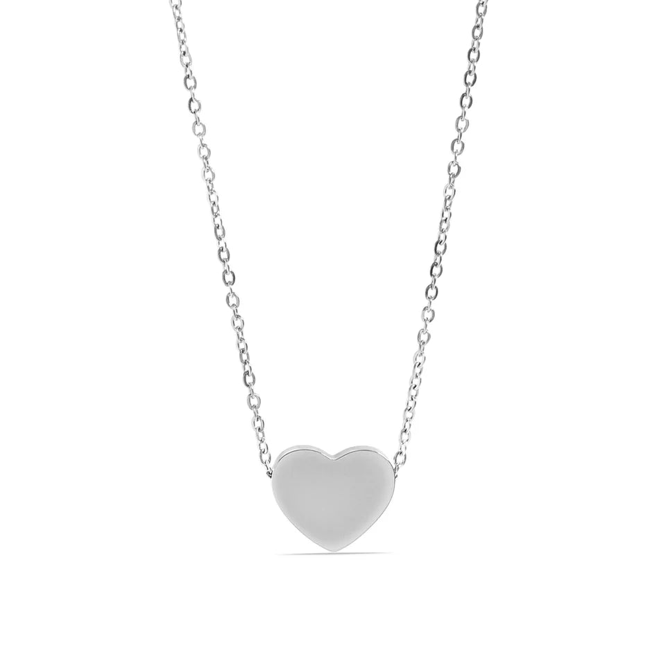 Forever in My Heart, Dainty Single Heart Necklace- 18K Gold PVD Stainless Steel
