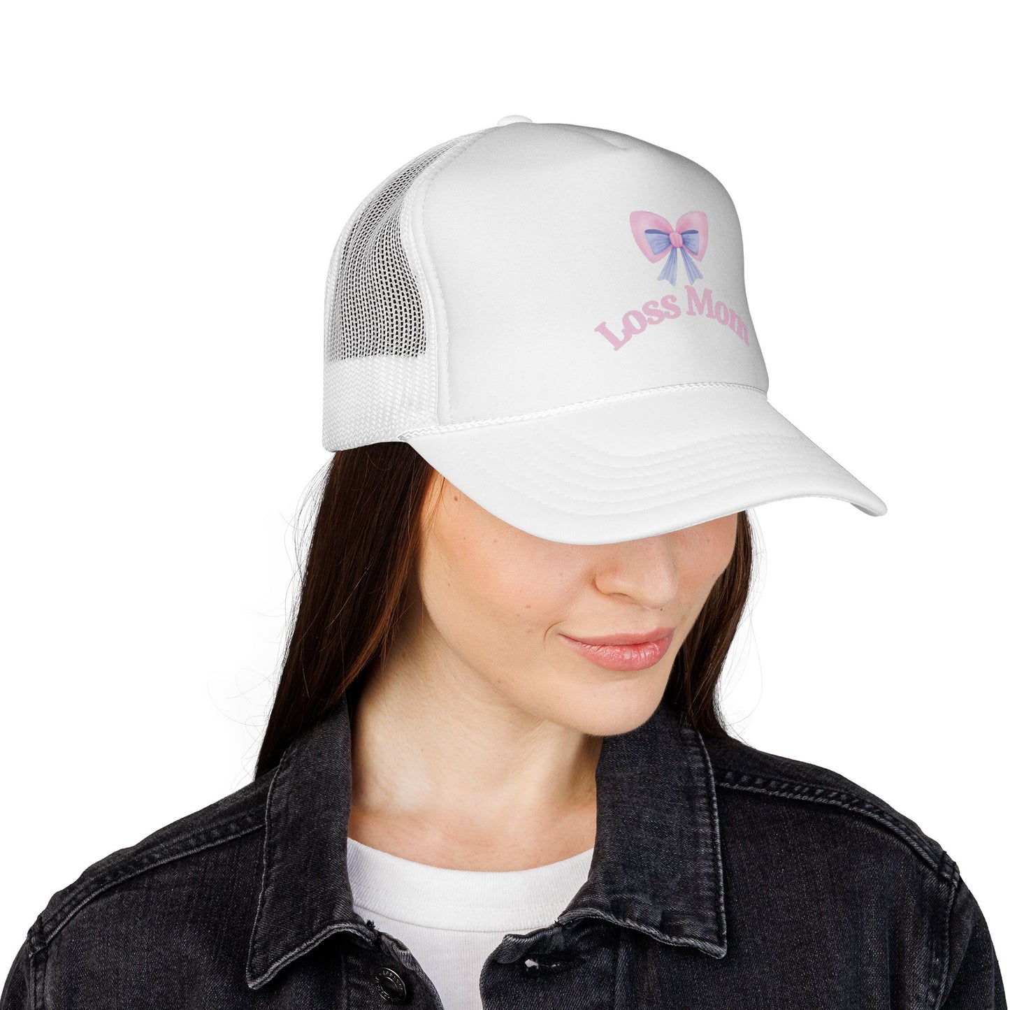 Loss Mom Trucker Caps – Supportive Gift for Grieving Mothers, “Loss Mom” Awareness hat, For Pregnancy & Infant Loss Awareness, bereaved mom gift, pregnancy loss gift