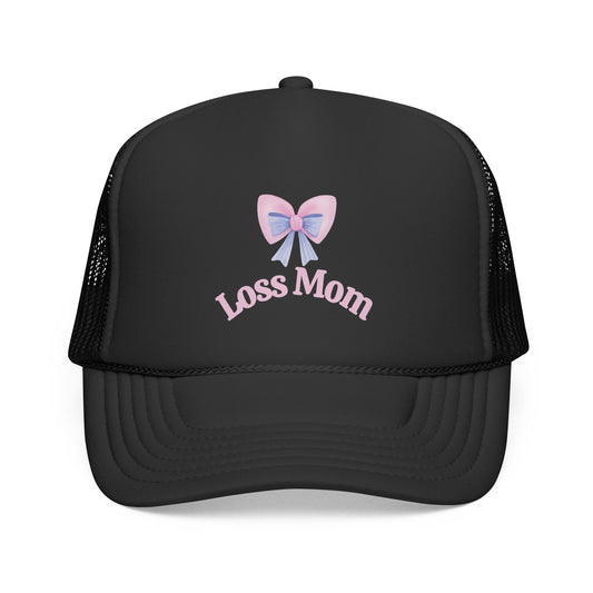 Loss Mom Trucker Caps – Supportive Gift for Grieving Mothers, “Loss Mom” Awareness hat, For Pregnancy & Infant Loss Awareness, bereaved mom gift, pregnancy loss gift