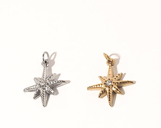 Compass Star Charm, Pendant with cubic zirconia stone