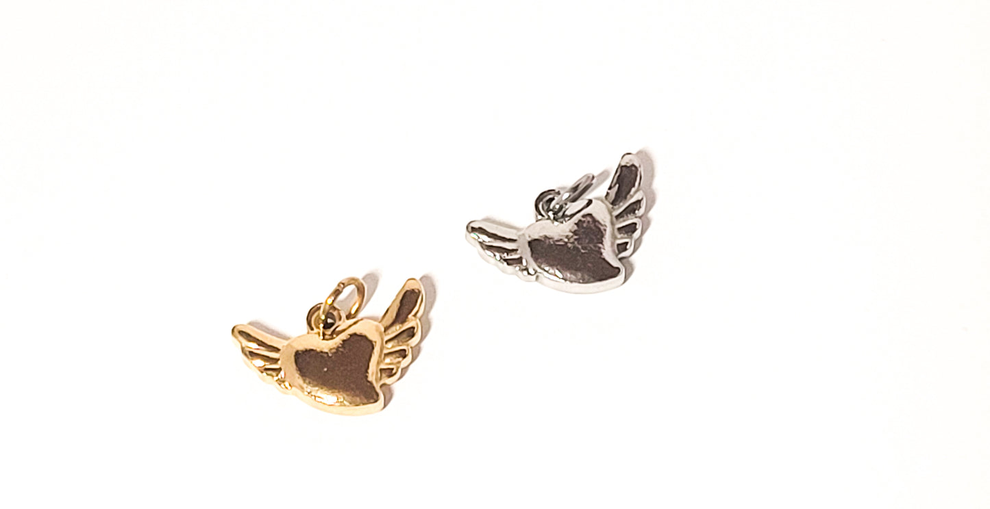 Heart With Angel Wings Charm