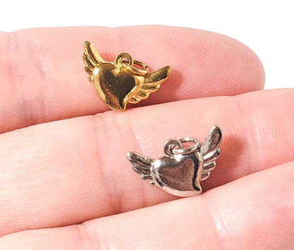 Heart With Angel Wings Charm