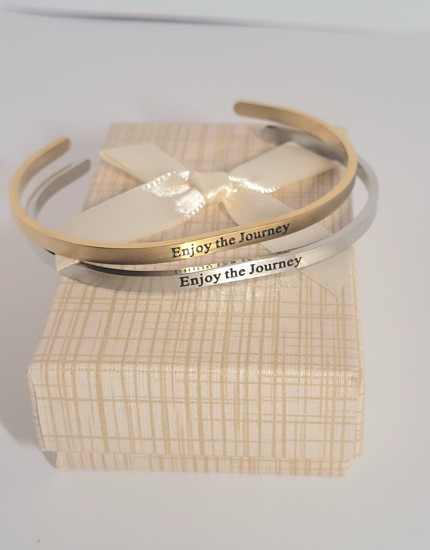 Enjoy the Journey, Engraved Cuff Bracelet