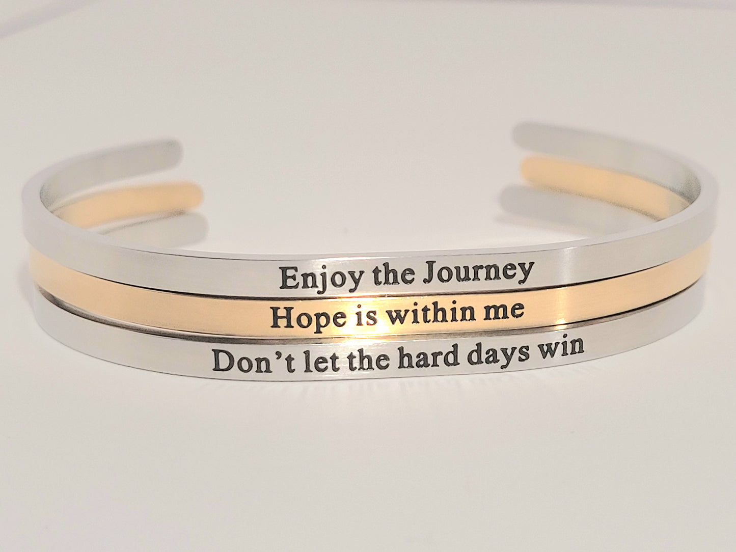 Hope is within me, Engraved Cuff Bracelet