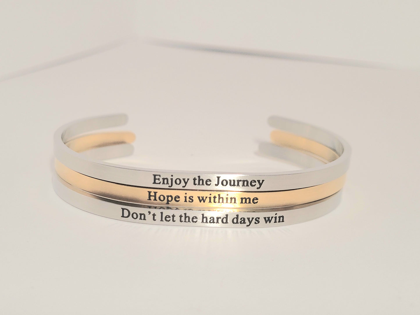 Hope is within me, Engraved Cuff Bracelet
