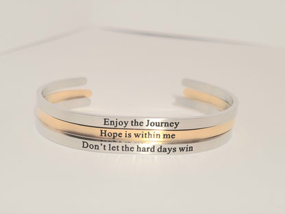 Hope is within me, Engraved Cuff Bracelet