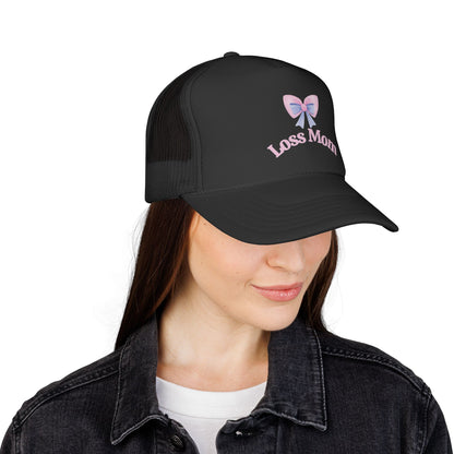Loss Mom Trucker Caps – Supportive Gift for Grieving Mothers, “Loss Mom” Awareness hat, For Pregnancy & Infant Loss Awareness, bereaved mom gift, pregnancy loss gift