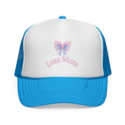 Loss Mom Trucker Caps – Supportive Gift for Grieving Mothers, “Loss Mom” Awareness hat, For Pregnancy & Infant Loss Awareness, bereaved mom gift, pregnancy loss gift