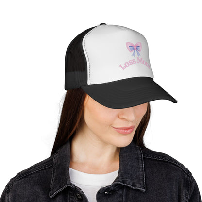Loss Mom Trucker Caps – Supportive Gift for Grieving Mothers, “Loss Mom” Awareness hat, For Pregnancy & Infant Loss Awareness, bereaved mom gift, pregnancy loss gift