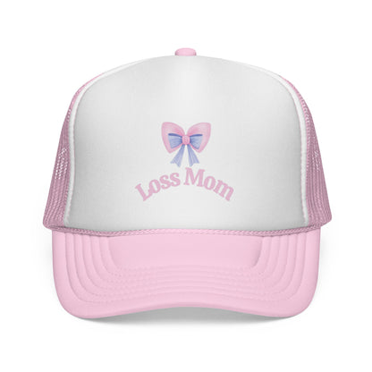 Loss Mom Trucker Caps – Supportive Gift for Grieving Mothers, “Loss Mom” Awareness hat, For Pregnancy & Infant Loss Awareness, bereaved mom gift, pregnancy loss gift