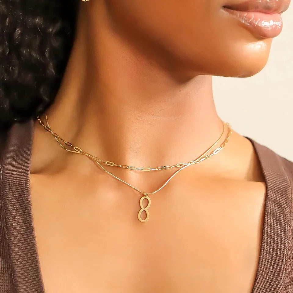 Mini-Paperclip Chain Layering Necklace 18In