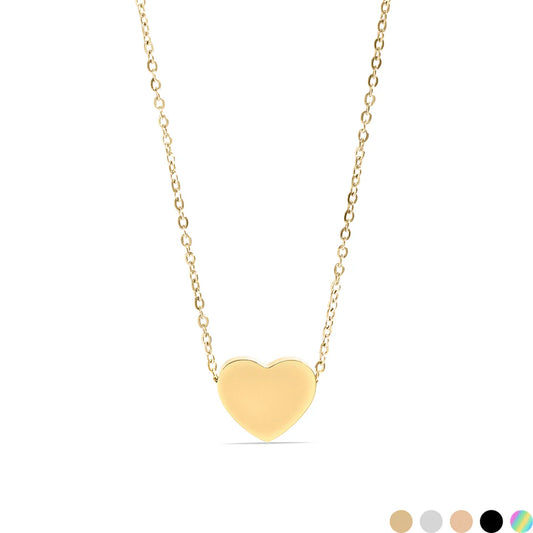Forever in My Heart, Dainty Single Heart Necklace- 18K Gold PVD Stainless Steel