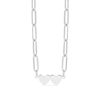 2 Heart Paperclip Necklace- 18K Gold PVD Stainless Steel